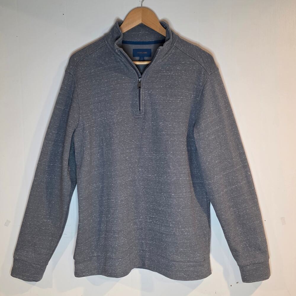 Fairlane Mens Med Grey 1/4 Zip Pullover Long Sleeve Sweatshirt